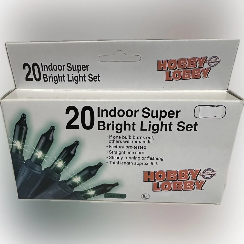 VTG 20 INDOOR SUPER BRIGHT LIGHT SET VIBRANT GREEN HOBBY LOBBY CHRISTMAS TREE